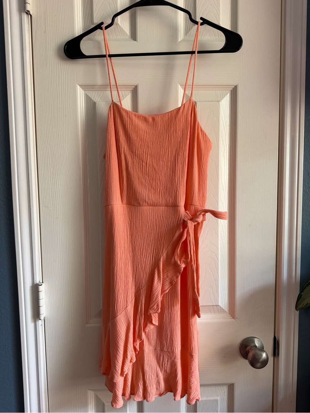 Women's Coral Ruffle Wrap Sundress - Sleeveless Spaghetti Strap